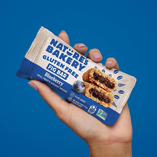 NATURE’S BAKERY GLUTEN FREE FIG BARS, BLUEBERRY, REAL FRUIT, VEGAN, NON-GMO, SNACK BAR, 1 BOX WITH 6 TWIN PACKS (6 TWIN PACKS)