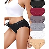READY TO LOVE Cotton Underwear for Women 6 Pack Full Coverage Briefs Sexy Panties Lace Waistband Ladies Bikini Hipster