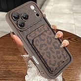 MOWIME Compatible with iPhone 17 Pro Max Case with Card Holder, Cheetah Print Shockproof Soft TPU Protective Cover Women Girls, Anti Scratch Wallet Case for iPhone 17 Pro Max 6.9 Inch, Brown