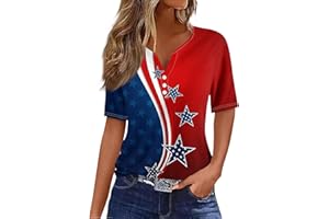 UJAKEL 4th of July Shirts for Women Patriotic Shirts for Women American Flag Print Short Sleeve Tops Independence Day T-Shirts