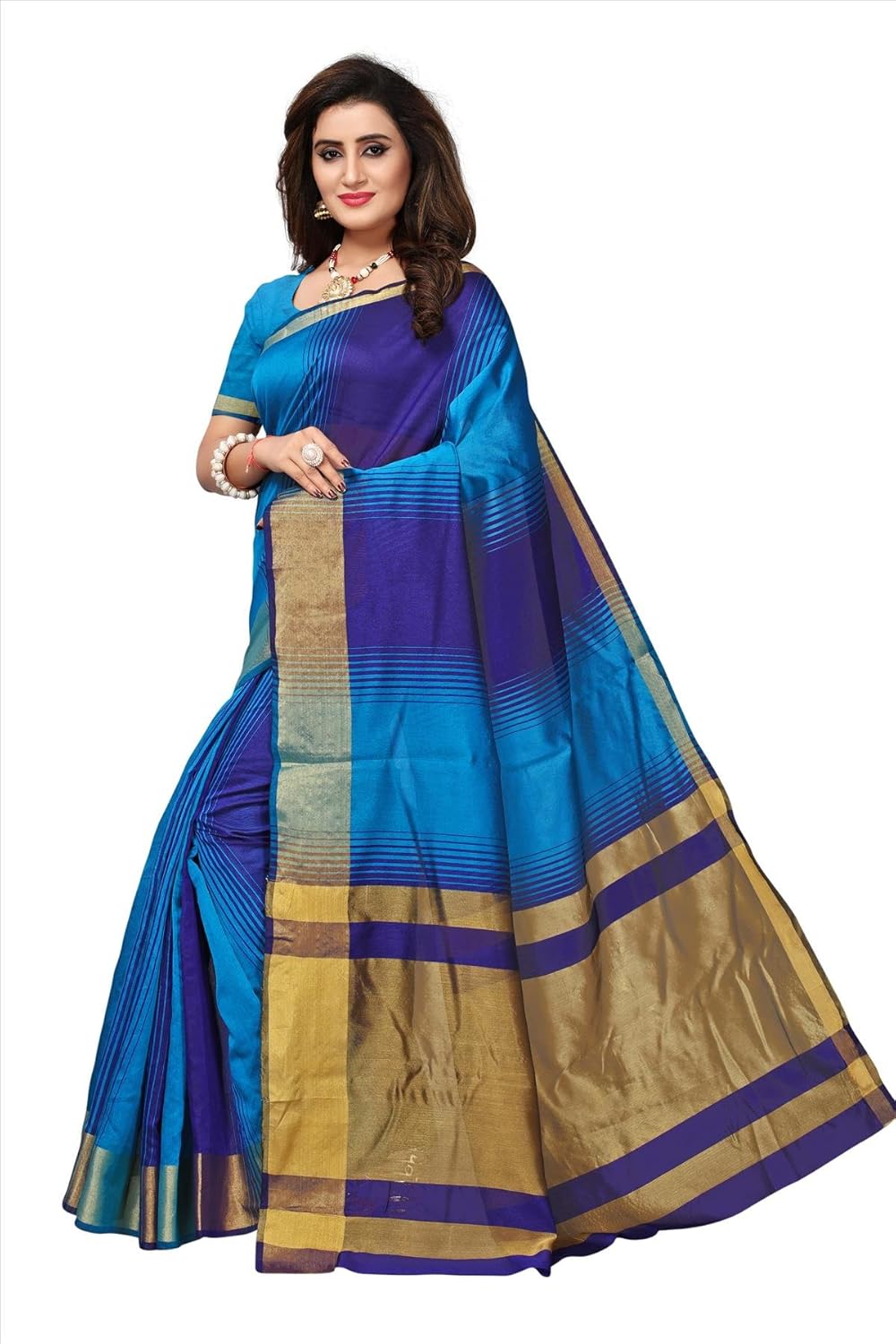 fabwomen cotton silk saree with blouse piece