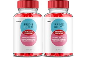 HAVAH (2 Pack) Prime Biome Gummies PrimeBiome Skin & Gut Support Gummy Formula, PrimeBiome Overall Health & Wellness Vitamin B12 B6 Folic Acid Support Supplement, Prime Biome Advanced Formula (120 Gummies)
