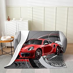 Red Race Car Fleece Throw Blanket for