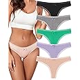 KNITLORD Super Soft Women's Thongs Lace Underwear Breathable Viscose Panties Sexy No Show Undies 5 Pack