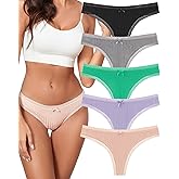 KNITLORD Super Soft Women's Thongs Lace Underwear Breathable Viscose Panties Sexy No Show Undies 5 Pack
