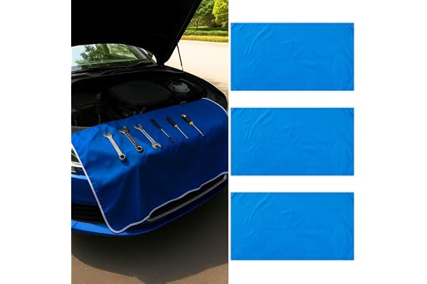 DaisyInner 3 Pcs Magnetic Fender Protectors for Mechanics 42 x 23 Inch Microfiber Fender Cover Mats Pads Protect Car from Scratches and Dust in Repair Universal Fit for Car, Suvs and Truck