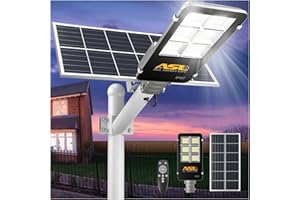 Allsmartlife Solar Street Light Outdoor Waterproof, 550W 420LED IP67 Security Led Exterior Lights with Remote Control, Street Lights Dusk to Dawn with Motion Sensor for Commercial Lighting, Yard