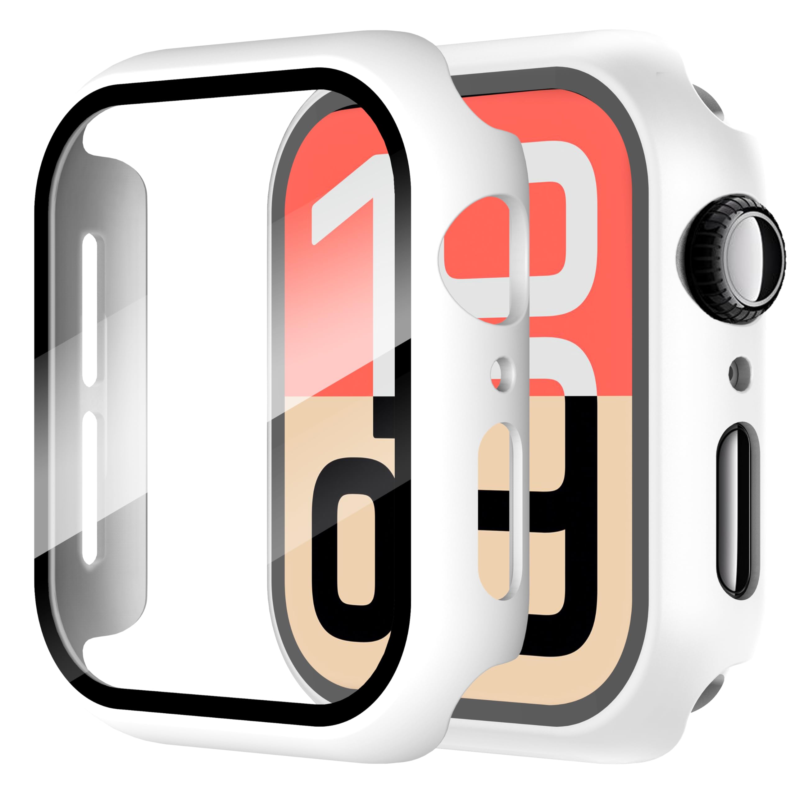 Diruite 2-Pack Screen Protector for Apple Watch SE 3/2/1 /Series 6 5 4 40mm Tempered Glass Case,All Around Hard Matte PC Protective Cover,White,40mm