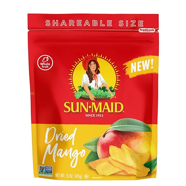 SUN-MAID DRIED MANGOS – 15 OZ RESEALABLE BAG – DRIED MANGO SLICES – DRIED FRUIT SNACK FOR LUNCHES, SNACKS, AND NATURAL SWEETENERS (PACK OF 1)