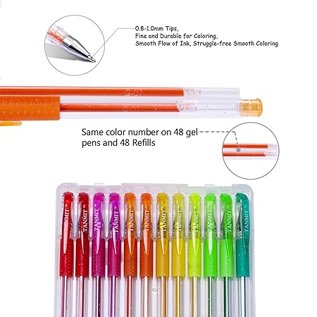 96 Glitter Gel Pens Drawing/Coloring Set 48 Sparkly Color Art Markers+