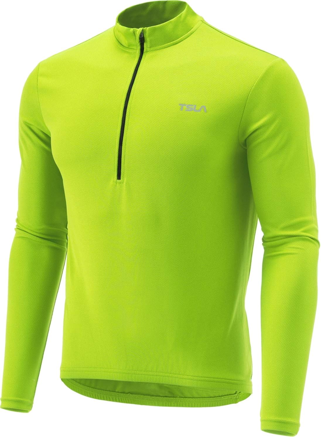 TSLA Men's Long Sleeve Bike Cycling Jersey, Quick Dry Breathable Reflective Biking Shirts with 3 Rear Pockets : Clothing
