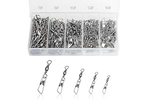 Realure 100 Pcs Fishing Swivels and Clips, Safety Snaps Swivels Fishing Tackle, Sea Fishing Swivels, Rolling Swivel for Quick