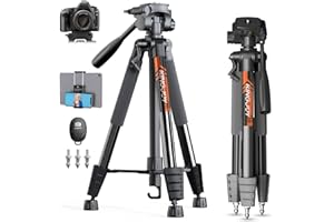 KINGJOY 75" Camera Tripod for Canon Nikon Cell Phone Tall Tripod with Wireless Remote Travel Bag Phone Tablet Holder Compatible with DSLR Cameras, Projector, Binocular, Spotting Scopes