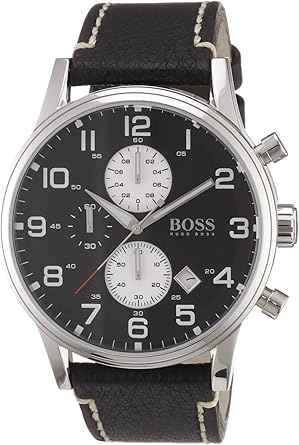 Hugo Boss 1512569 - Reloj analógico de caballero de cuarzo con correa de piel negra