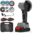 ZFULVO Brushless Cordless Angle Grinder Kit, 28000rpm Mini Electric Angle Grinding Tool with 2x21V 2000mAh Battery and 6-Cutting Discs, Grinder Handheld Cutter for Metal Wood