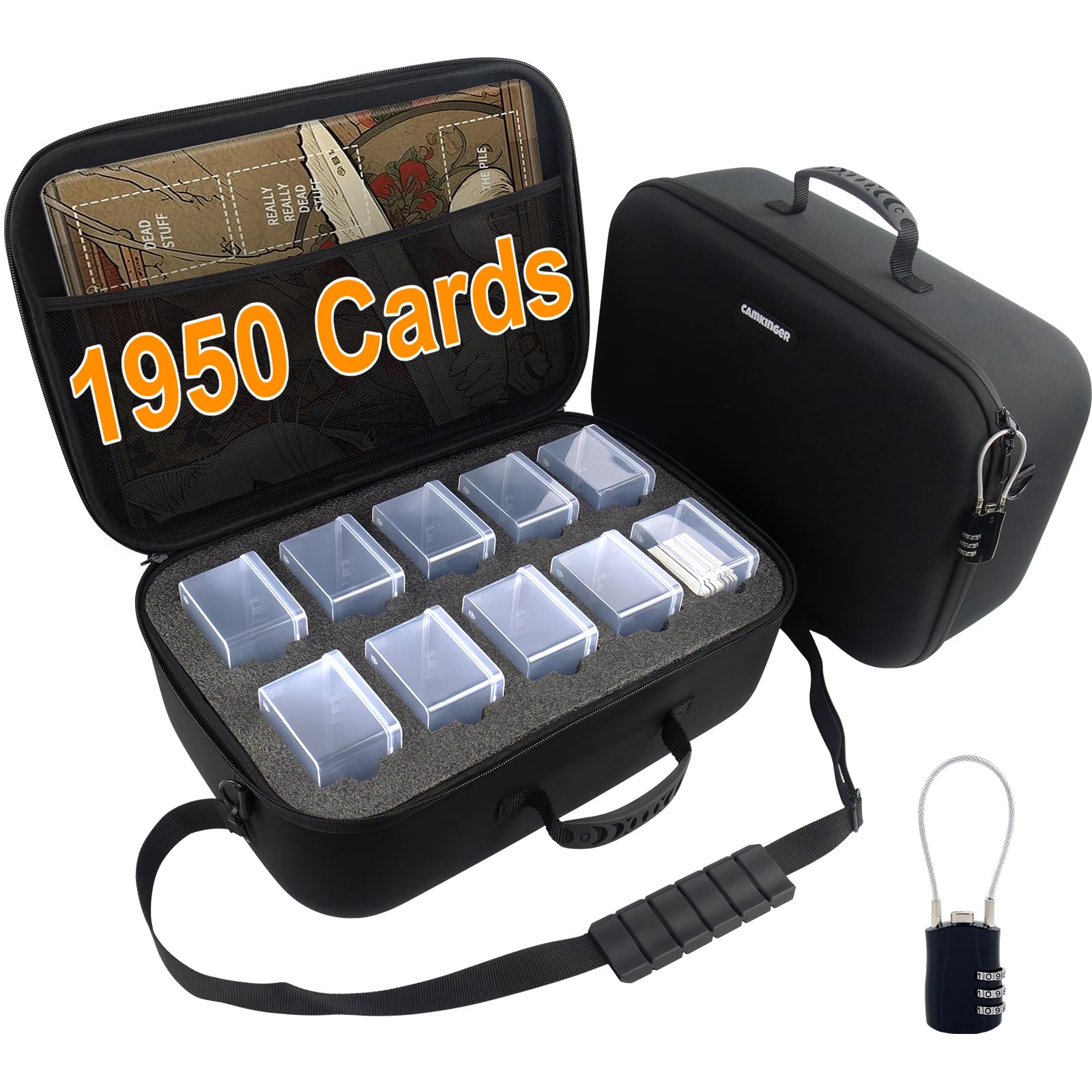 Camkinger MTG Card Deck Box with Portable Case, 10 Clear Commander Deck Box, Waterproof Trading Card Storage Box Holds 850+ Double Sleeved Cards, Christmas Gifts Fit for Sports Cards, Game Cards, TCG