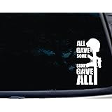 Barefoot Graphix All Gave Some Some Gave All - 3 3/4" x 7" die Cut Vinyl Decal for Windows, Cars, Trucks, Tool Boxes, virtual