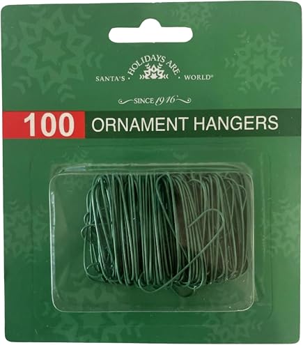 200 Pack Christmas Ornament Hooks,Christmas Ornament Hangers Bendable Metal Wire Hanging Hook Green Hooks Storage Box Tree Party Ball Decor