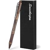 SMOOTHERPRO Solid Brass Bolt Action Pen, Compatible with Pilot G2 Refill | Smooth Writing Weighted Heavy Pen for Tremor Parkinson Arthritic Hand, for Office Easter Christmas Gift, Retro Black(RG335)