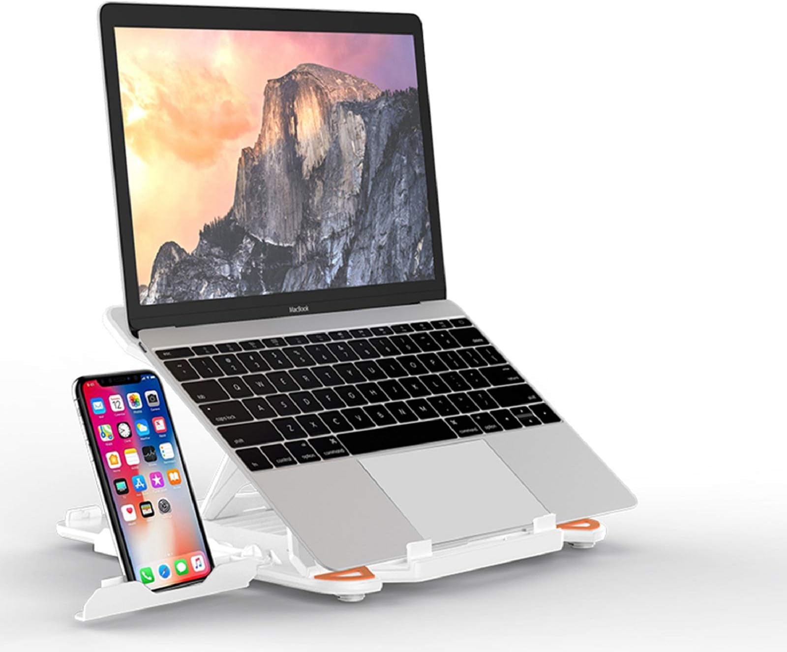 Portable Laptop Stand Adjustable Computer Stand with Phone Holder for MacBook,Notebooks,PC - White