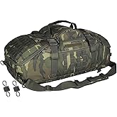 Hannibal Tactical 65L Large Duffle Bag, 3-in-1 Tactical Backpack MOLLE Pack for Sports, Gym, Outdoor, Woodland