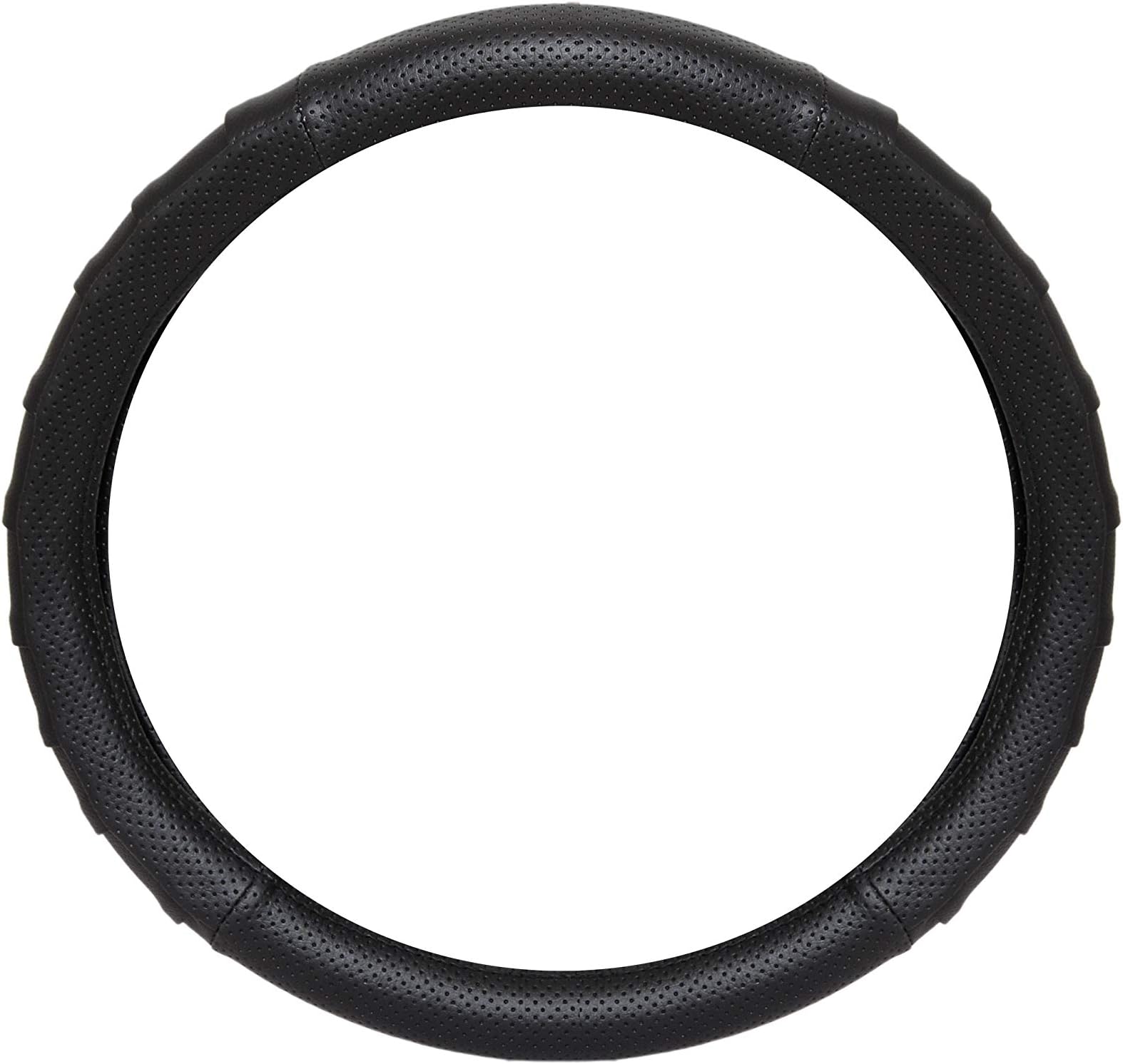 SAW Microfiber Leather Auto Car Steering Wheel Cover Universal 13 inch (Black)