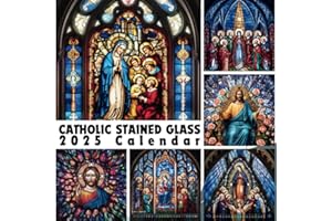 Catholic stained glass 2025 Calendar: 12 Months of breviary Liturgical from January to December 2k25,Square 8.5x8.5 Inches Fo