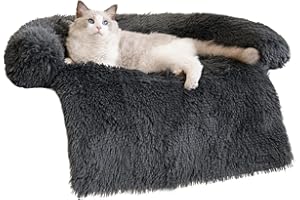 WELLYELO Dog Couch Bed Small Calming Dog Bed Dog Sofa Couch Beds for Small Dogs and Cats Fluffy Plush Dog Mats for Furniture Protector with Washable Cover (30x26x5, Gray)