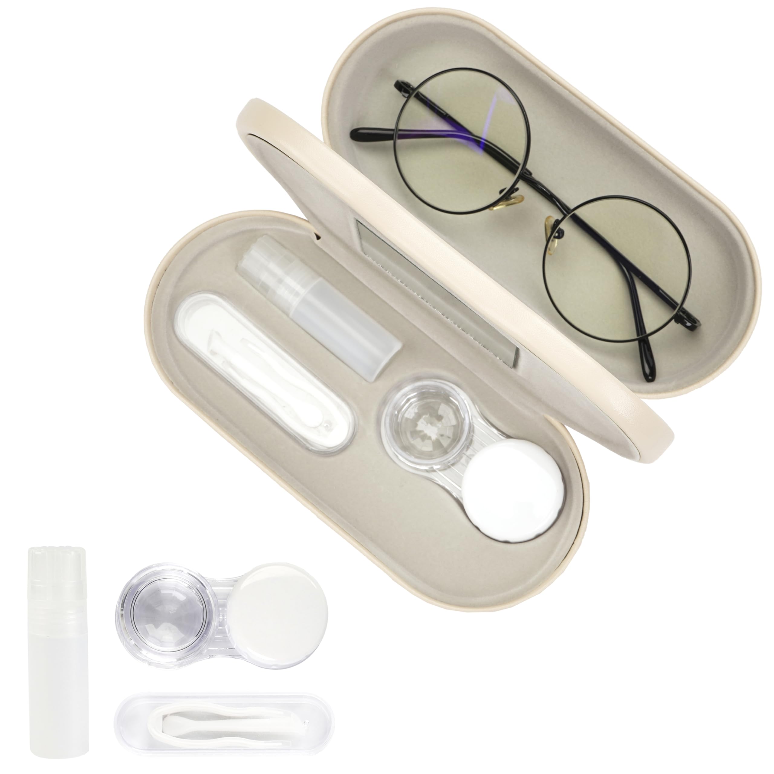 Photo 1 of Eyeglass Case Double Sided Travel Size Cute Portable Contact Lens Box 2 in 1 Multifunction With Tool for Daily Outdoor Office
