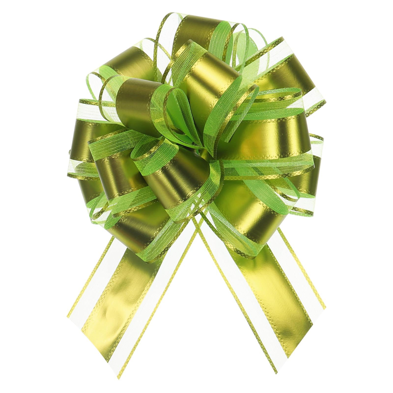 Uxcell 12pcs 9 Inch Extra Large Pull Bow Metallic Gift Wrapping Bows Ribbon Organza Light Green for Wedding Baskets Presents Christmas Party