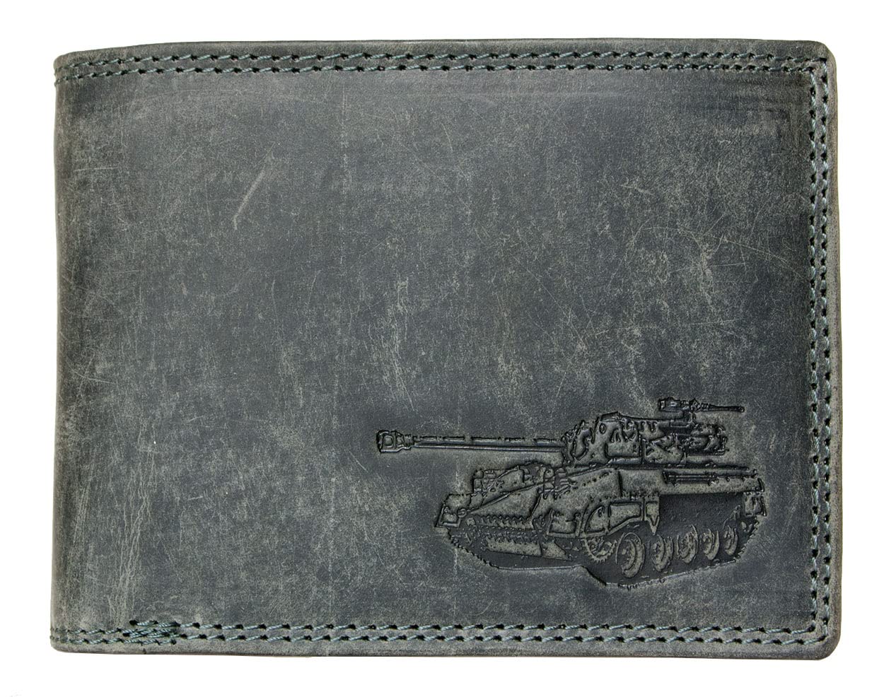 FLW-HL Strong Grey Genuine Leather Wallet with a Tank - RFID