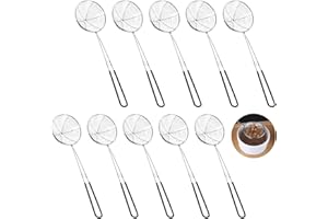 Voittozege 10pcs Stainless Steel Spider Strainer Spoon, Small Wire Skimmer Colander, 10.6 inch Kitchen Utensils Spider Strain