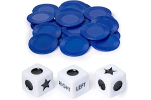DOEFO Left Right Center Dice Game Prime | Innovative Left Right Center Dice Game Set with 3 Dices and 24 Random Color Chips, Dice Games for Families Nights, Friends Gatherings