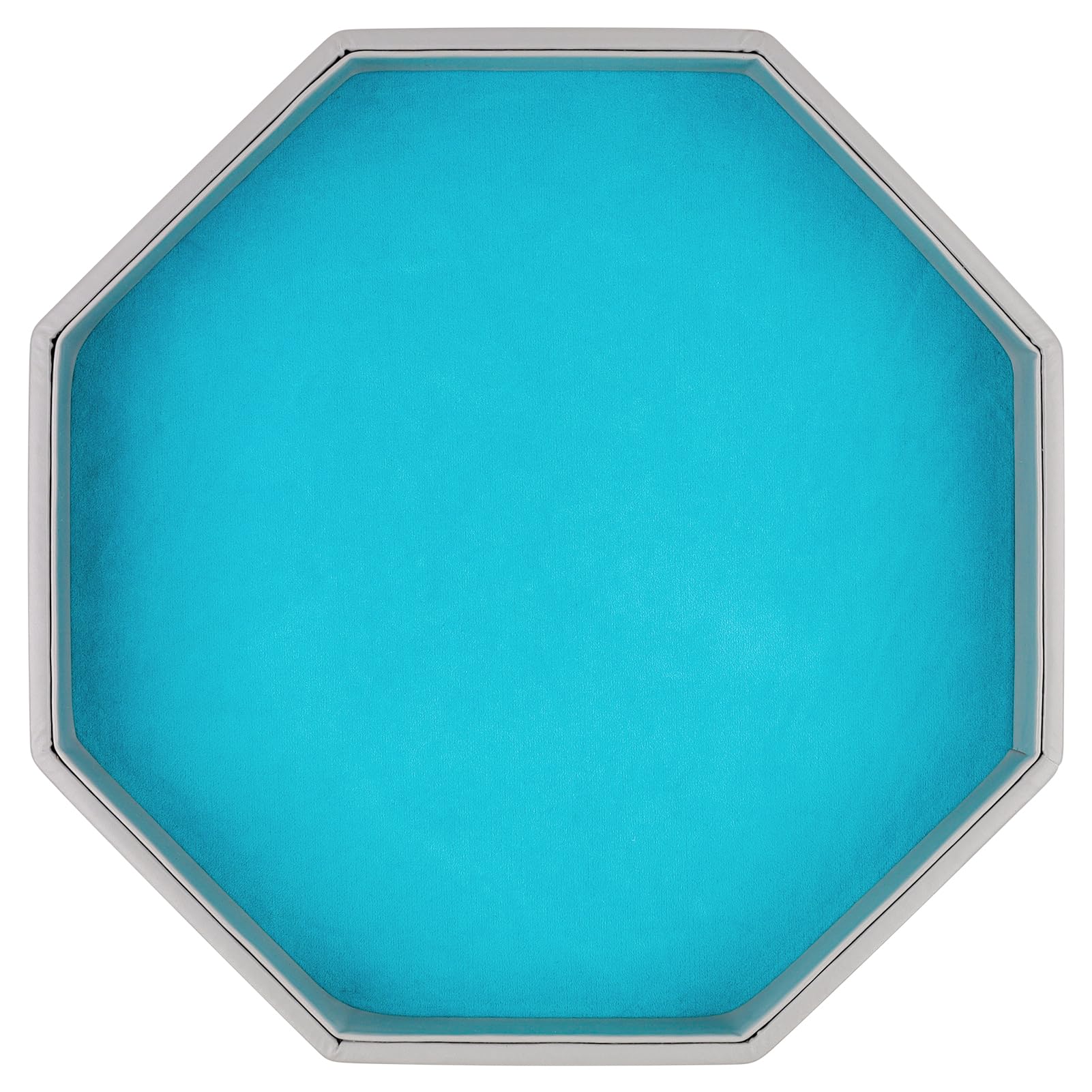 RERIVER Dice Rolling Tray, Blue Felt Lined PU Leather Octagon Dice Tray for Dungeon Crawler Games