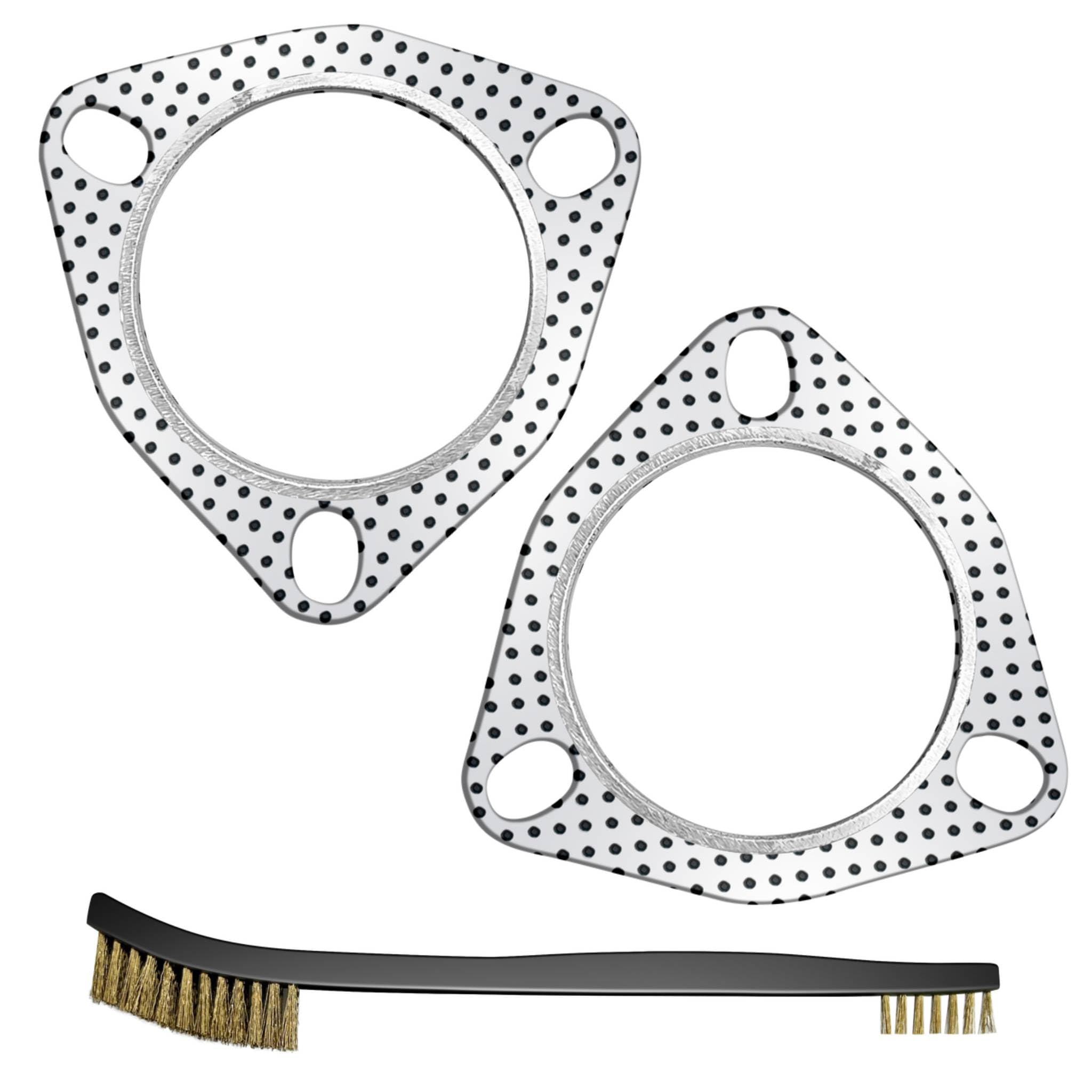 Photo 1 of Strongthium 2 Pcs 2.5 Inch Exhaust Pipe Flange Gasket 3-Bolt 63.5mm 2.5" Muffler Manifold Collector Graphite High Temp w/Fire Ring Replacement
