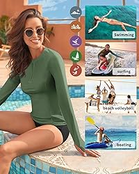 WOWENY Women Rash Guard Long Sleeve UPF 50 Swim