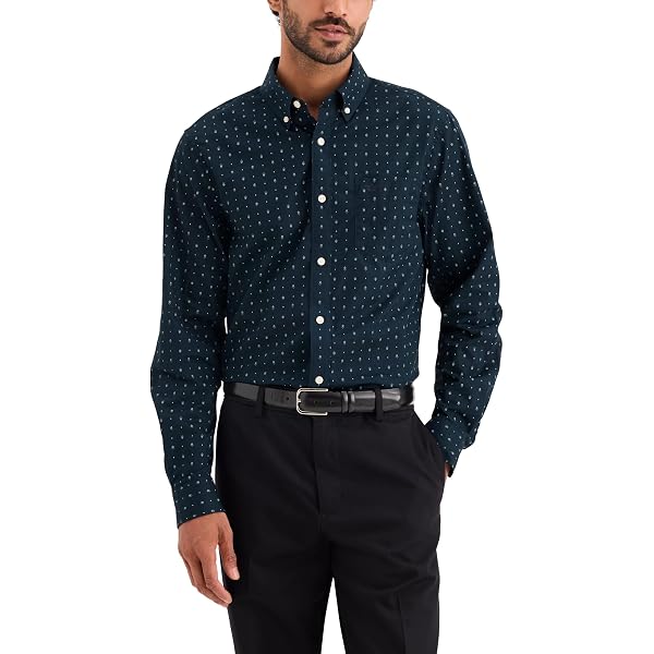 Blue Generation Men's Short Sleeve Oxford Shirt – Stain Release, Oxford Blue, 2XL