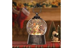 LEYUPEAK Christmas Snowman Snow Globe Lantern, Light up Christmas Indoor Decorations with Timer, Musical Snow Globe with Swirling Glitter, USB Powered & Battery Operated Snowman Red Cardinal Gifts