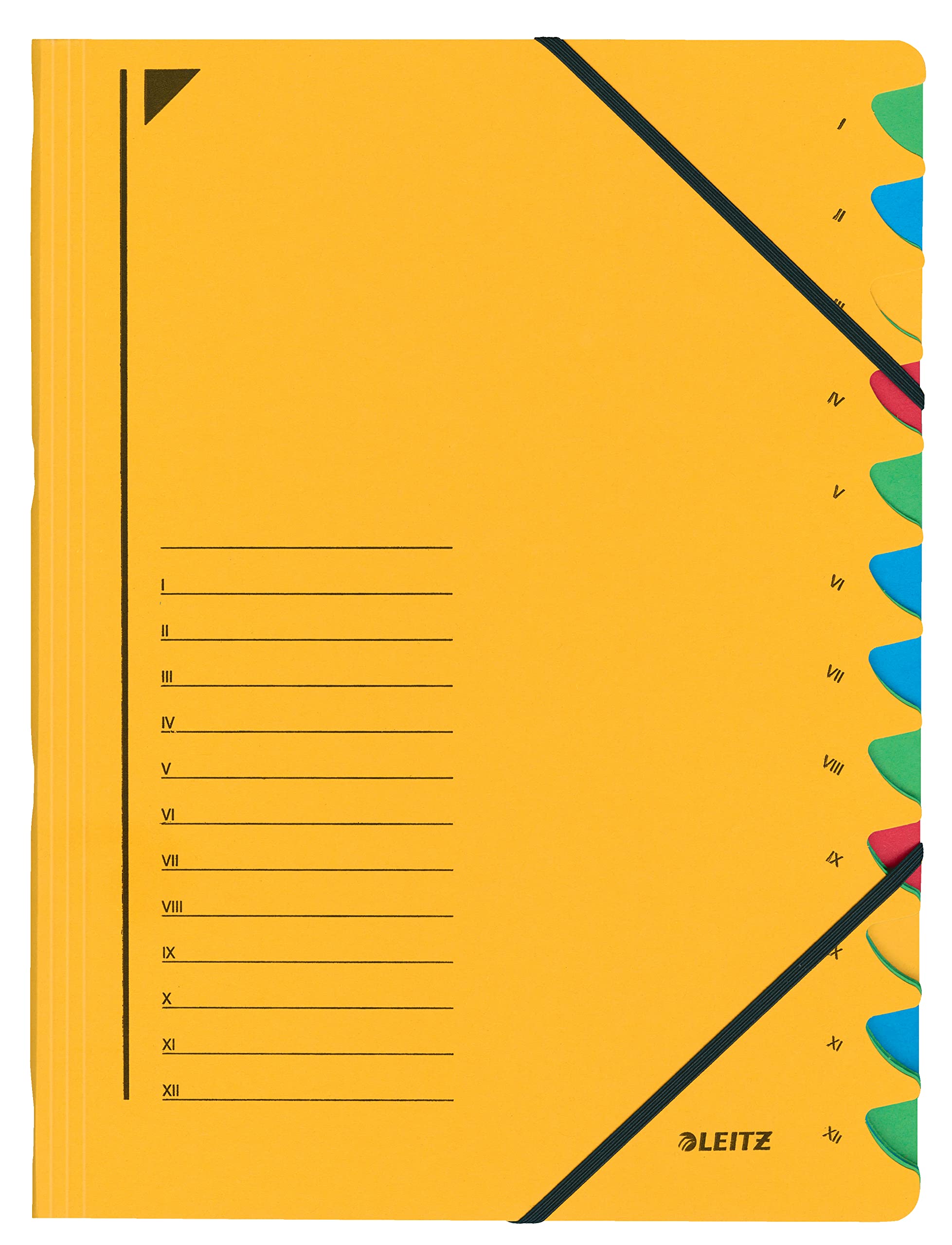 Esselte Leitz 39120015 Index File 12 Sections Coloured Chipboard Yellow