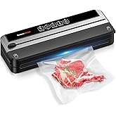 Bonsenkitchen Vacuum Sealer Machine, Built-in Cutter | Multifunctional Food Sealer for Sous Vide & Meal Prep, 5 Pre-Cut Bags, Silver-Black