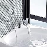 Hapilife Bath Mixer Taps Waterfall with Handheld Shower Chrome Brass Deck Mount view 8