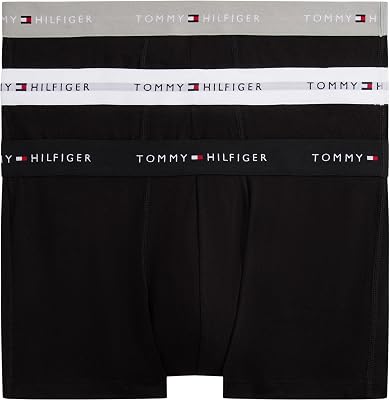Herren 3er Pack Boxershorts Trunks aus Baumwolle mit Stretch, Mehrfarbig (Grey Heather/Black/White), S