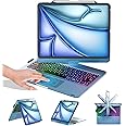 BABG Keyboard Case for iPad Air 13 inch(M3/M2)&iPad Pro 13, iPad Pro 12.9(6th/5th /4th/3rd Gen) Case with Keyboard,360° Rotatable,Toupad,Backlits,Pencil Charging-Lake Blue
