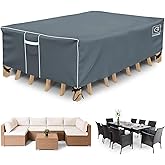 Gasadar Patio Furniture Covers, Outdoor Furniture Cover Waterproof, General Purpose, Outside Table and Chair Covers, Heavy Duty 600D 126L x 64W x 29H inch, Grey