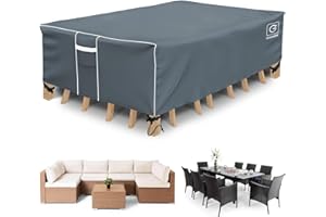 Gasadar Patio Furniture Covers, Outdoor Furniture Cover Waterproof, General Purpose, Outside Table and Chair Covers, Heavy Duty 600D 126L x 64W x 29H inch, Grey