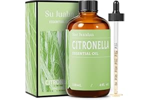 SU JUABA Citronella Oil 4 Fl Oz, 100% Pure Natural Aromatherapy Oil for Diffuser, Massage, Hair & Skin Care - 118ML