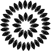 Horse Eye Crystal Rhinestones Black Navette Point Back Gems Faceted Glass Rhinestones for Crafts, Jewelry Making 7x15MM 50Pcs