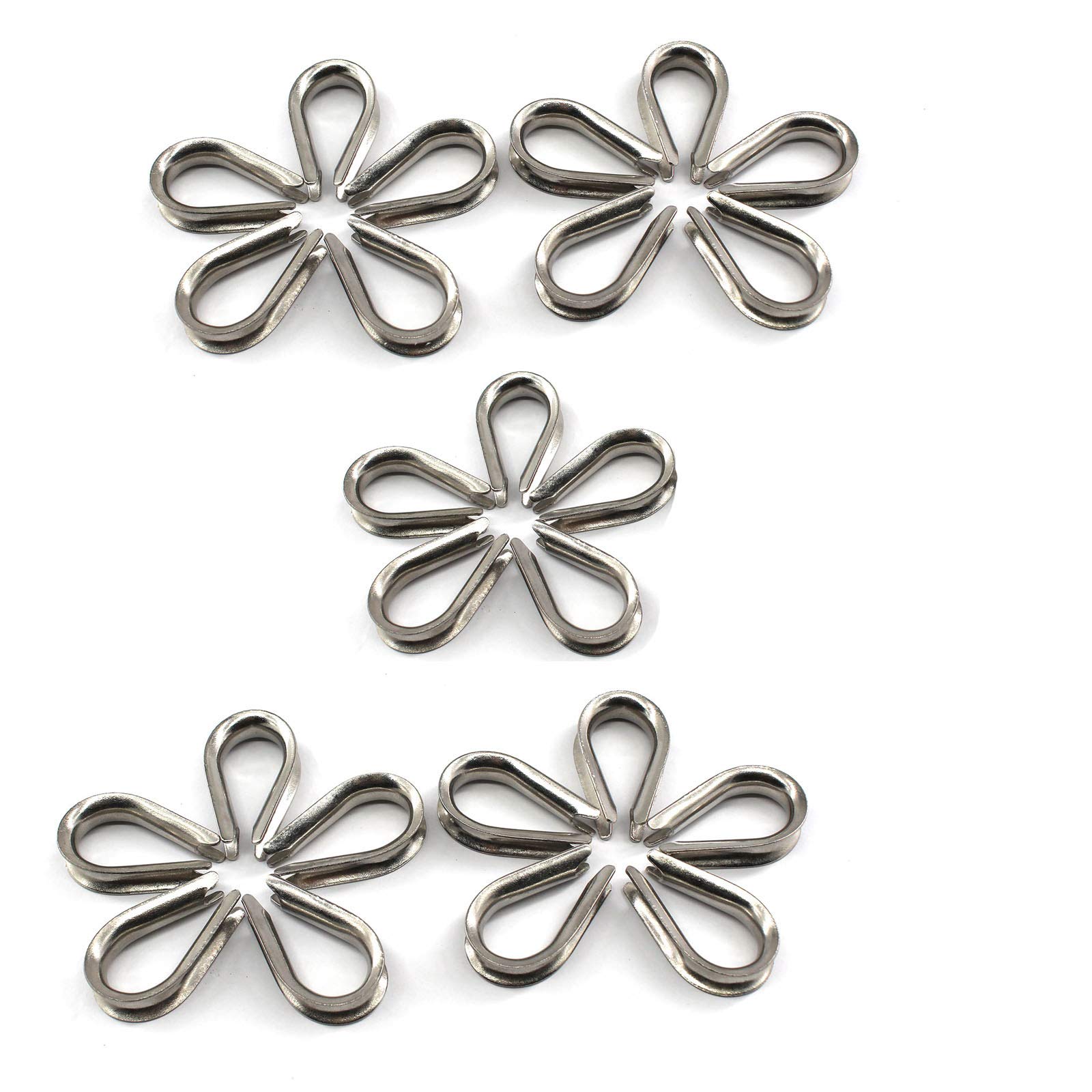 25 pcs M5 304 Stainless Steel Thimble for Wire Rope Cable Wire Ring-shaped Thimble
