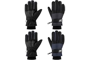 ONESING Snow Gloves for Kids - 2 Pair Windproof Ski Gloves Ages 3-12 for Boys & Girls