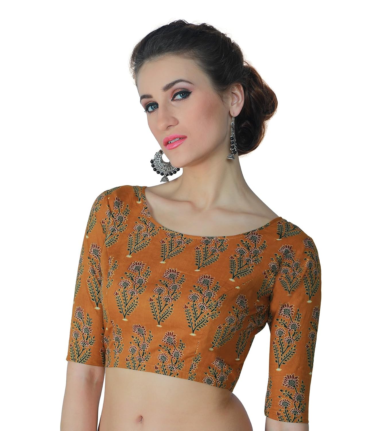 studio shringaar women's cotton back button saree blouse